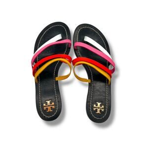 Tory Burch Patos Colorblock Leather Sandals 7.5 Summer Resort Chic
